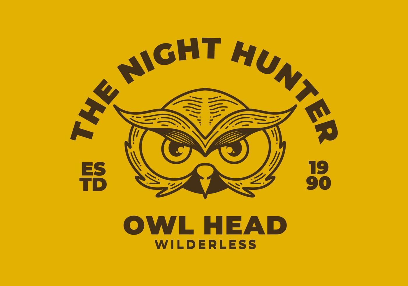 owl face retro illustration design on yellow background vector