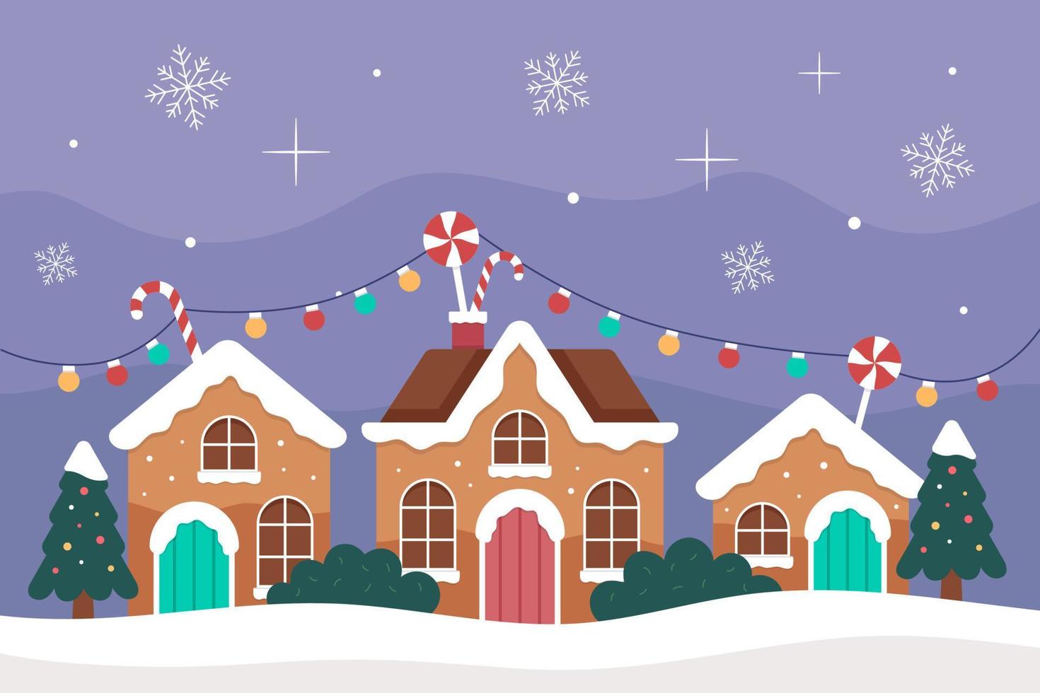 Gingerbread House Winter Season Background vector