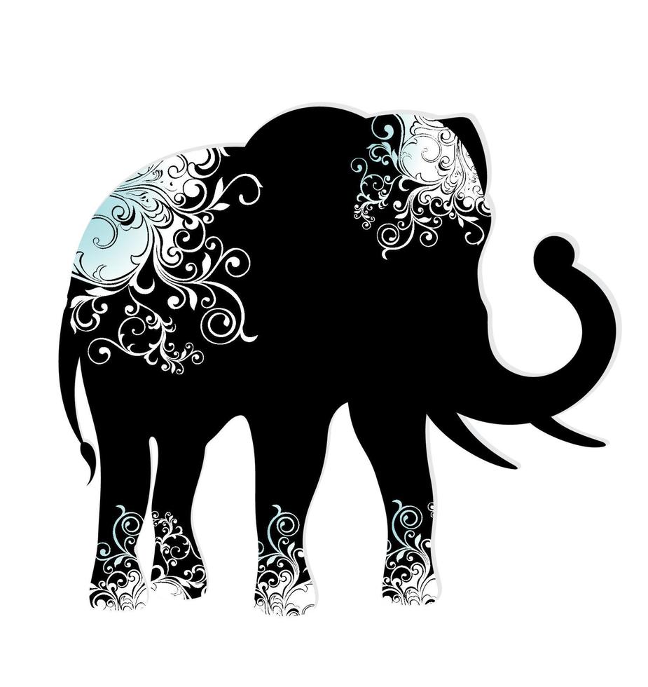 Decorative Indian elephant.Indian theme with ornaments. Vector isolated image