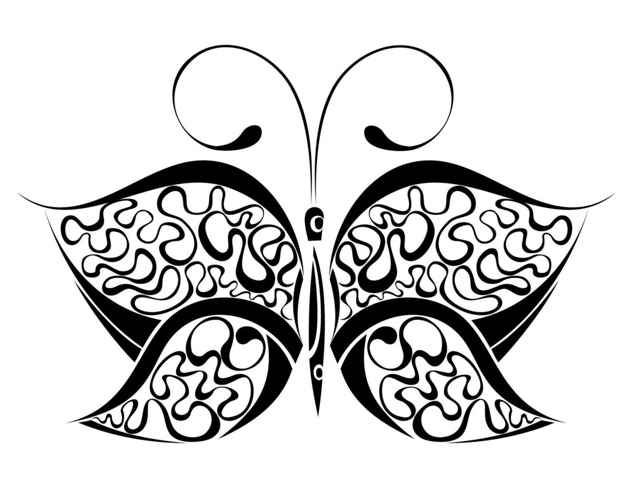 Graphic icon of butterfly. Butterfly tattoo isolated on white background. vector