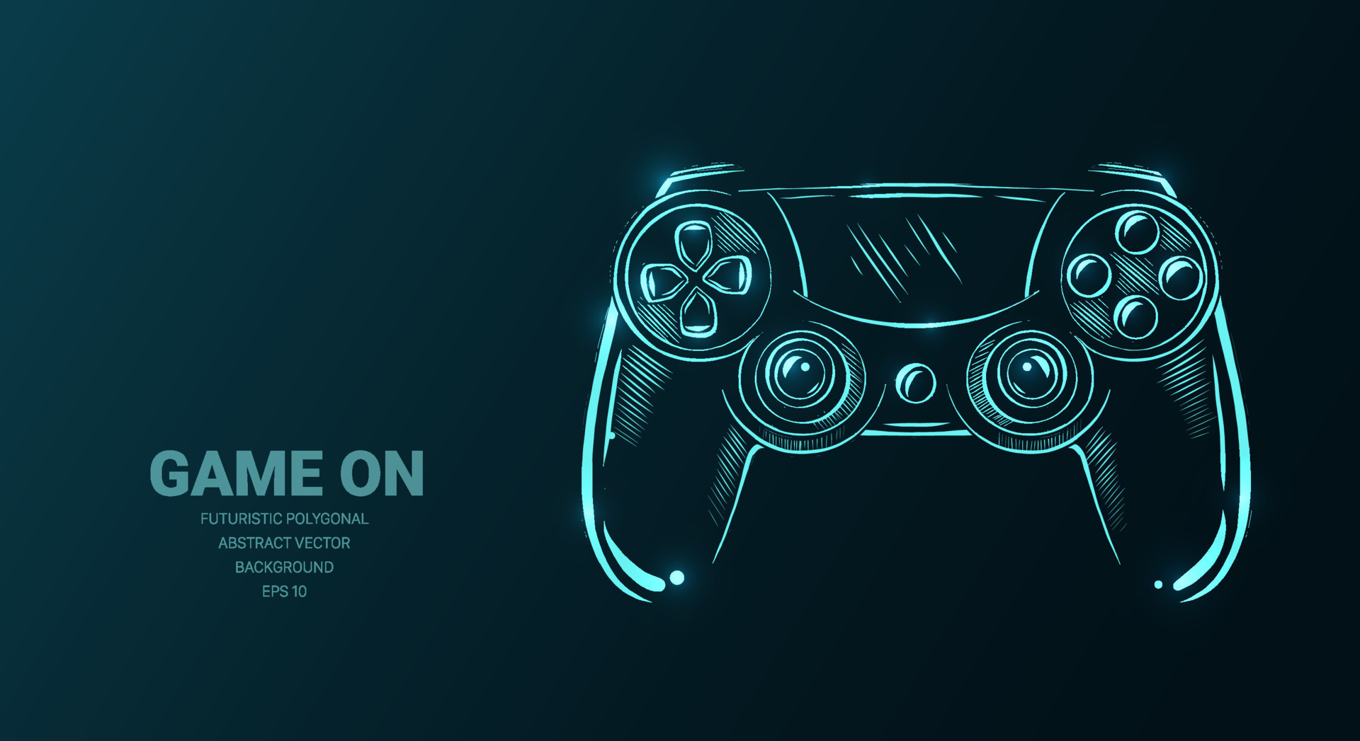 Futuristic illustration with joystick game controller or sketch