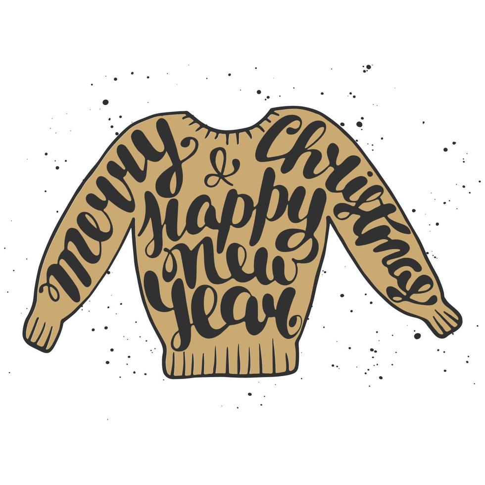 Merry Christmas and Happy New Year in sweater vector