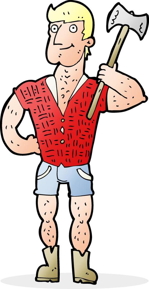 doodle character cartoon lumberjack vector