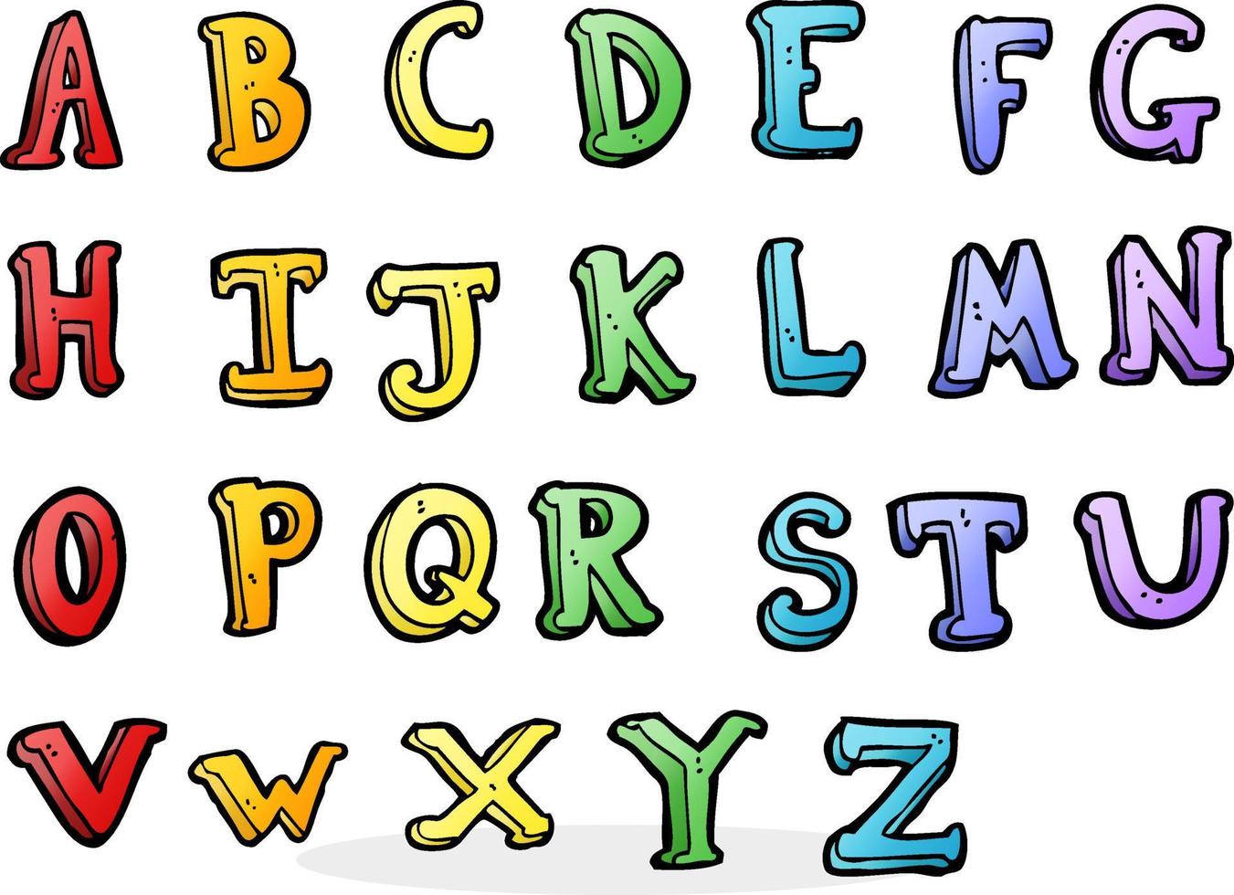 doodle cartoon alphabet vector