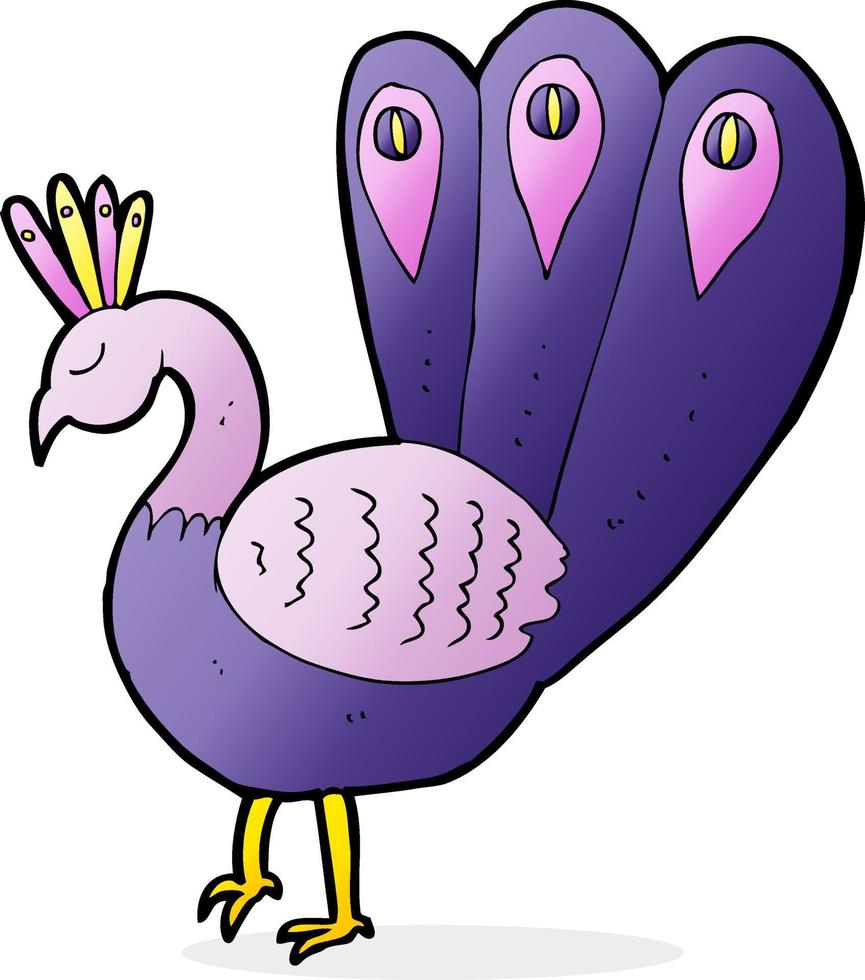 doodle character cartoon peacock vector