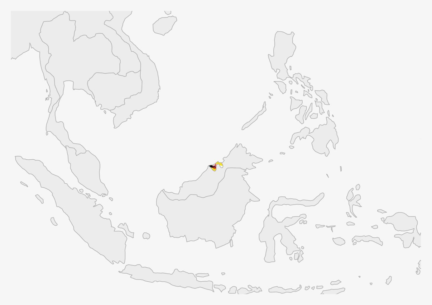 Brunei map highlighted in Brunei flag colors vector