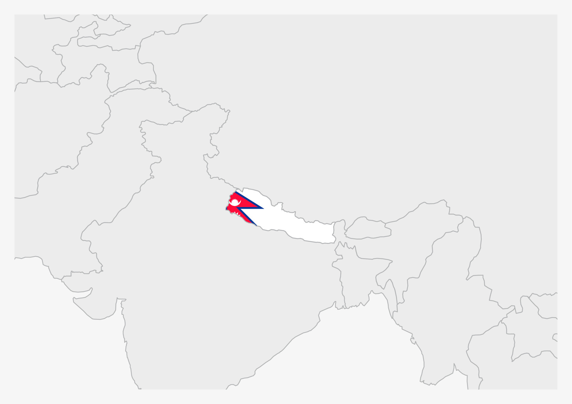 Nepal map highlighted in Nepal flag colors 12897768 Vector Art at Vecteezy