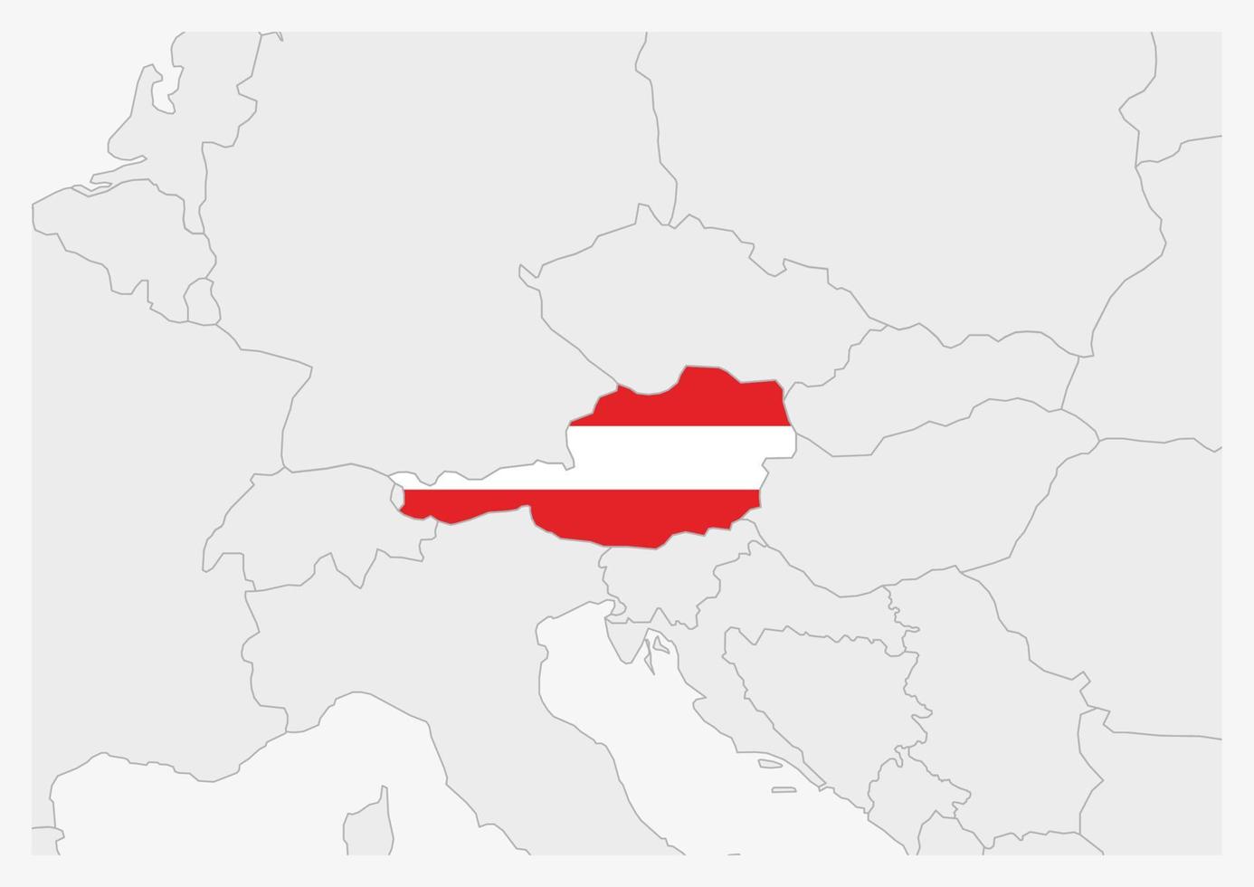 mapa de austria resaltado en los colores de la bandera de austria vector