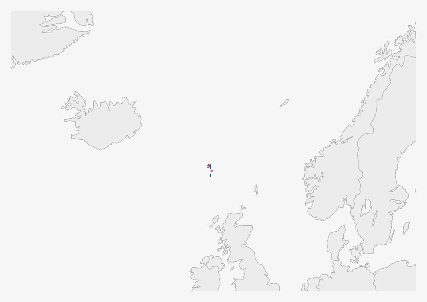 mapa de las islas feroe resaltado en los colores de la bandera de las islas feroe vector