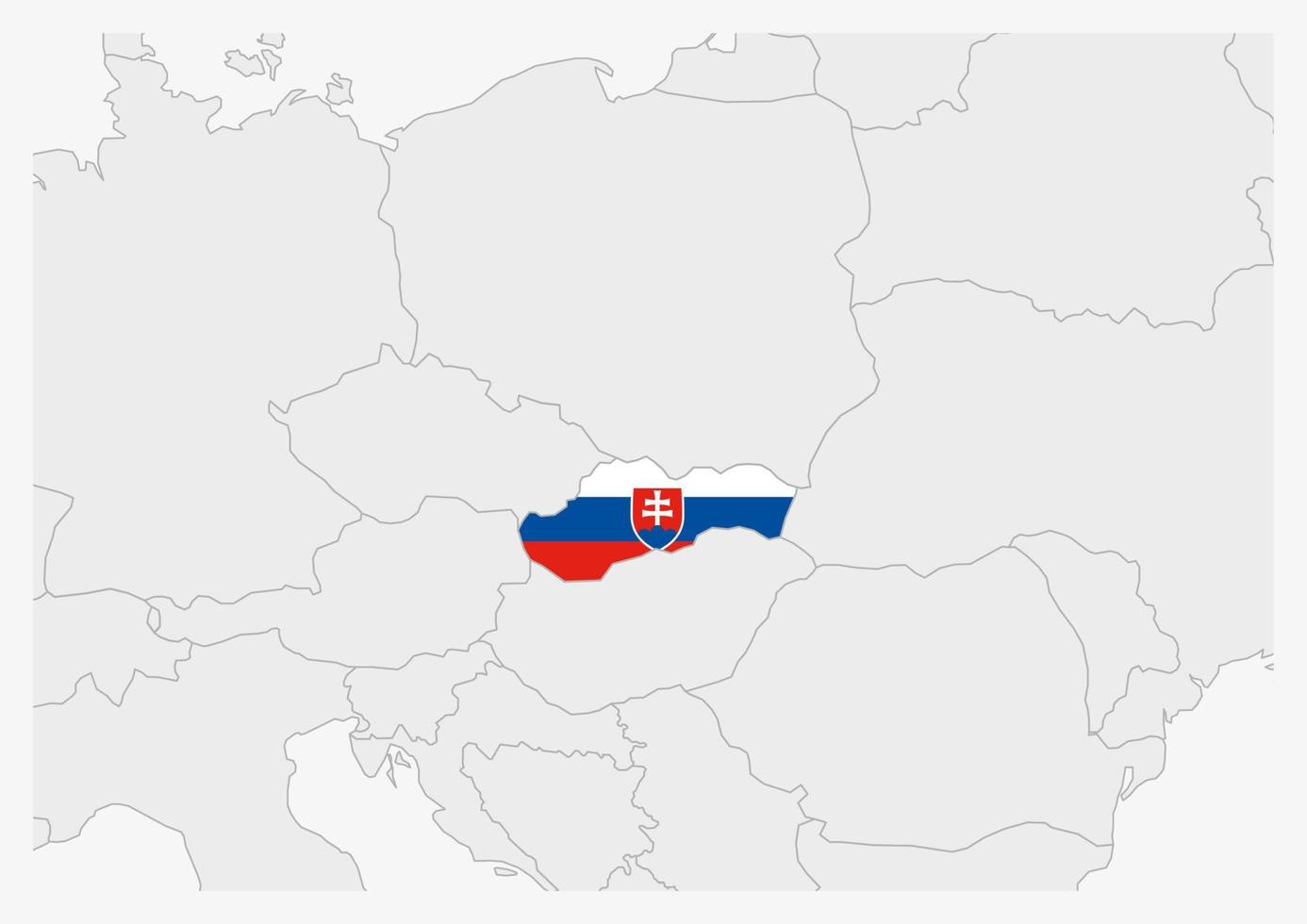 mapa de eslovaquia resaltado en los colores de la bandera de eslovaquia vector