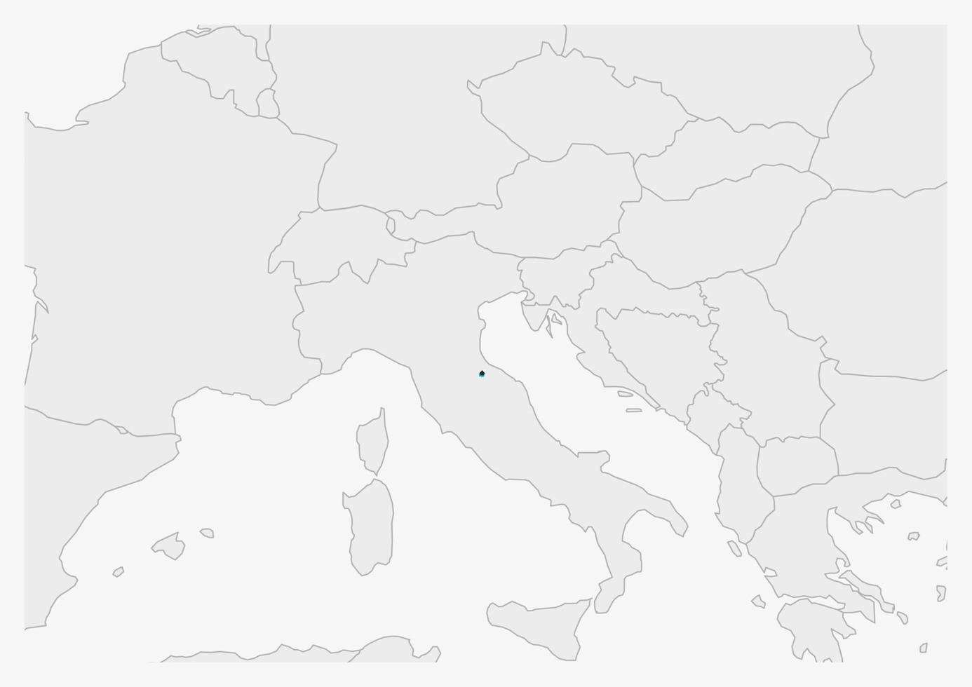 San Marino map highlighted in San Marino flag colors vector