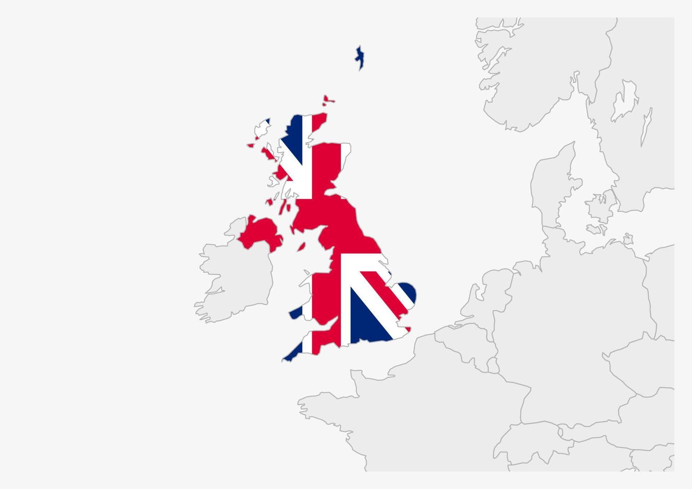 United Kingdom map highlighted in United Kingdom flag colors vector