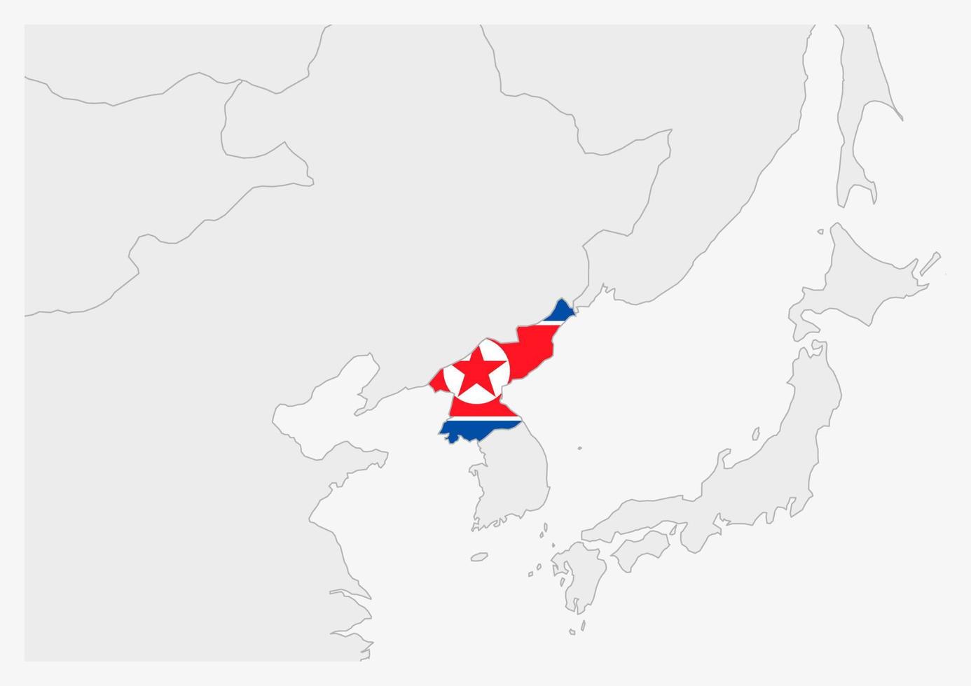 mapa de corea del norte resaltado en los colores de la bandera de corea del norte vector