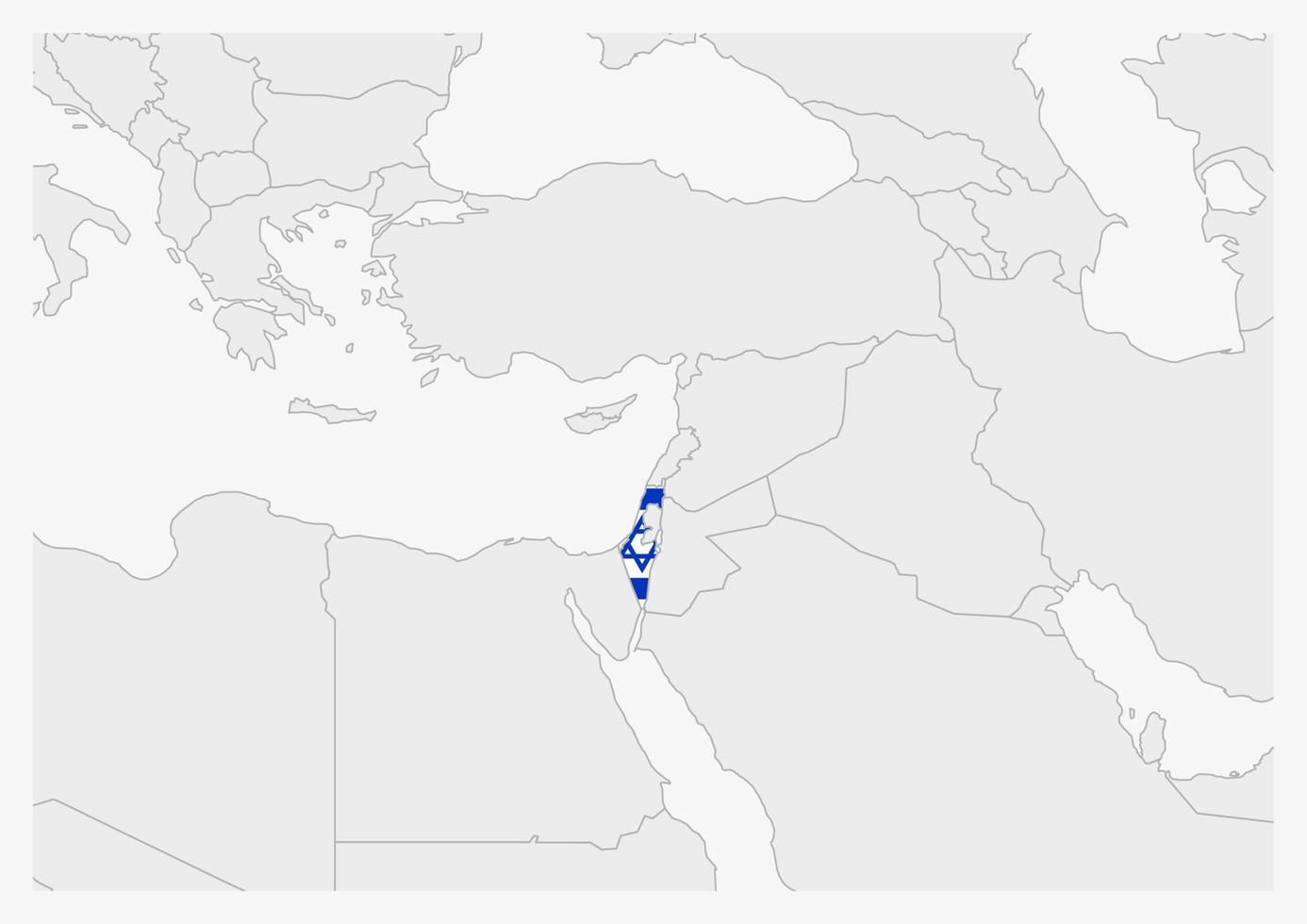 mapa de israel resaltado en los colores de la bandera de israel vector