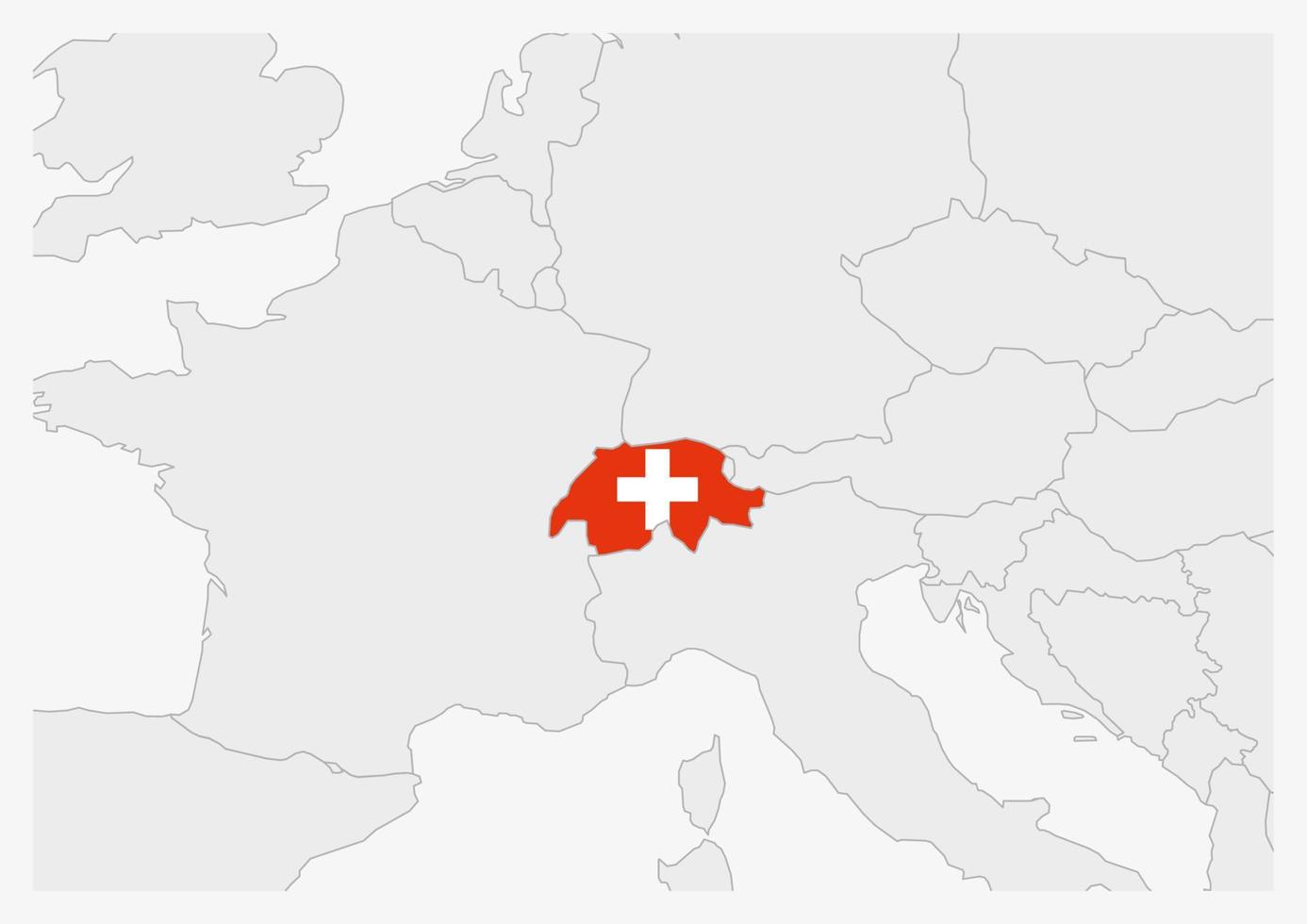Switzerland map highlighted in Switzerland flag colors vector