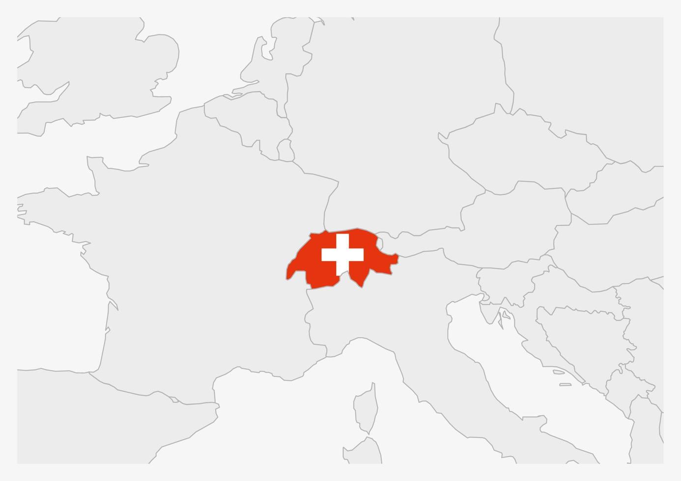 mapa de suiza resaltado en los colores de la bandera de suiza vector