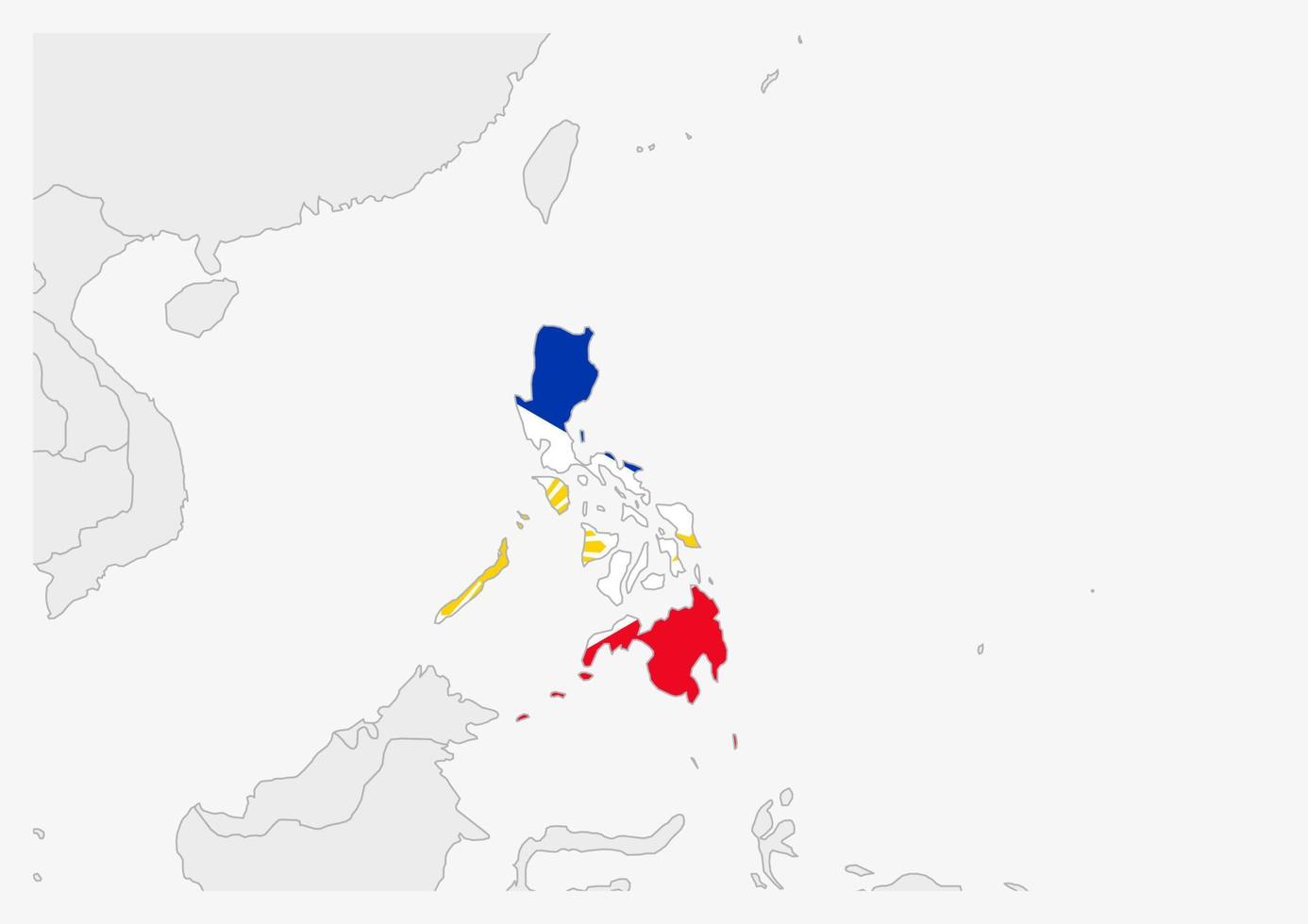 mapa de filipinas resaltado en los colores de la bandera de filipinas vector