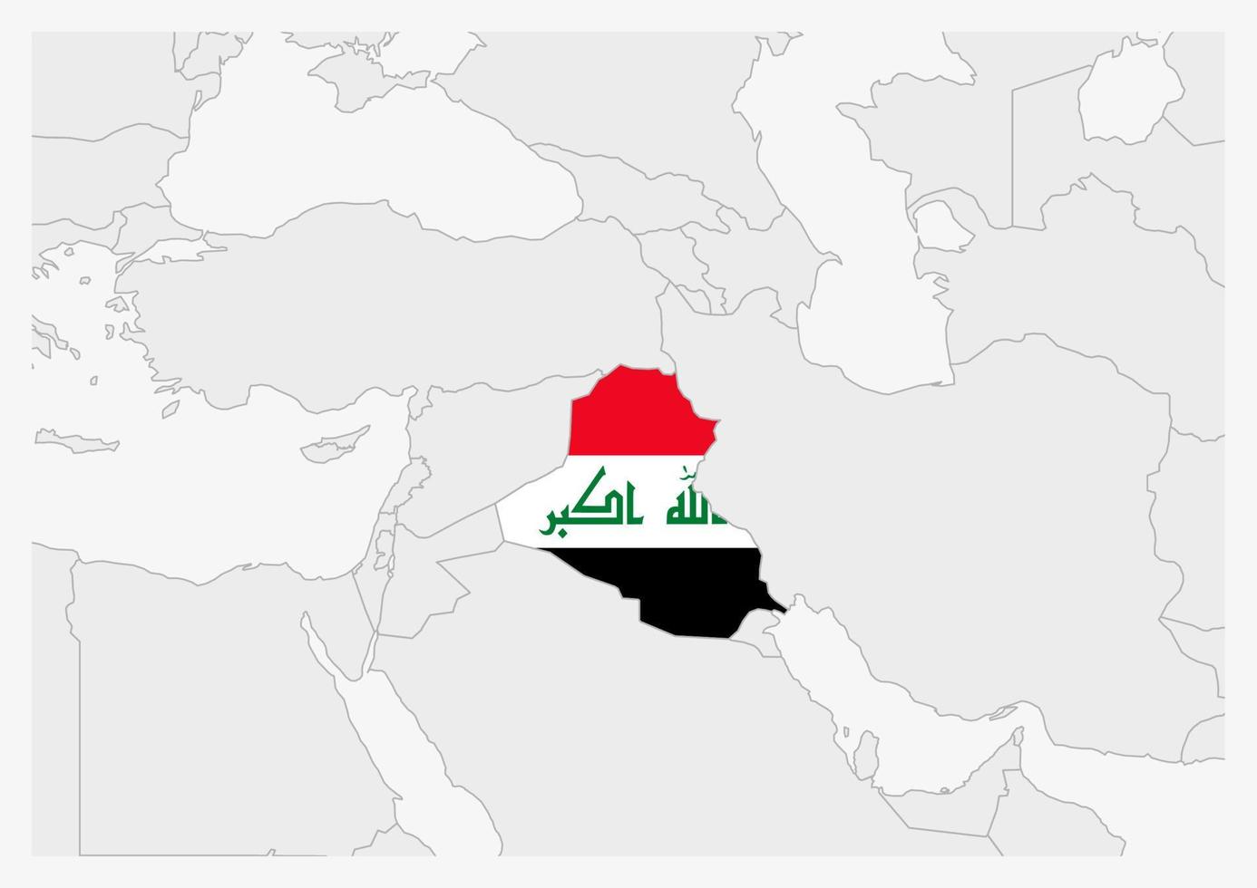 Iraq map highlighted in Iraq flag colors vector
