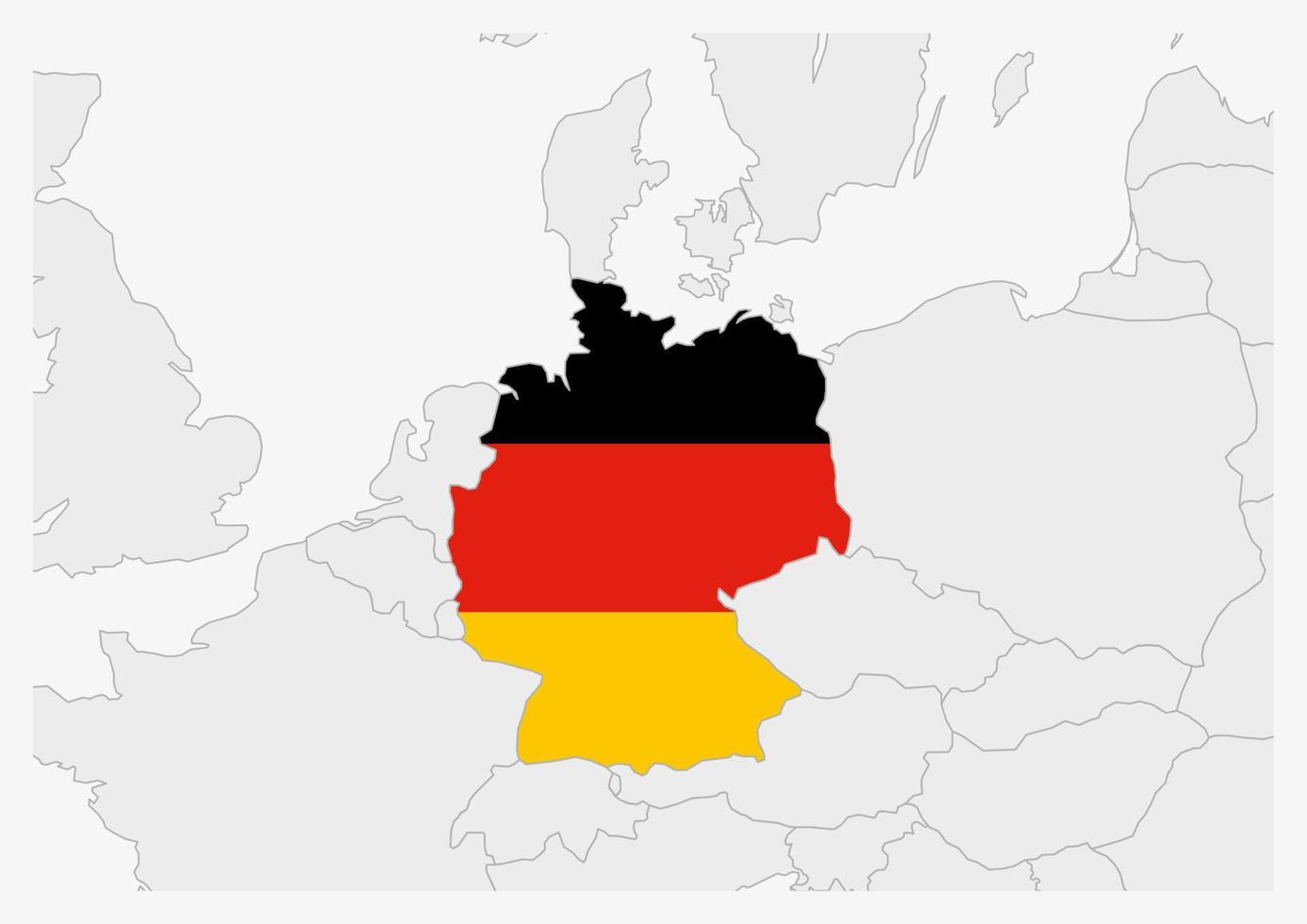 Germany map highlighted in Germany flag colors vector