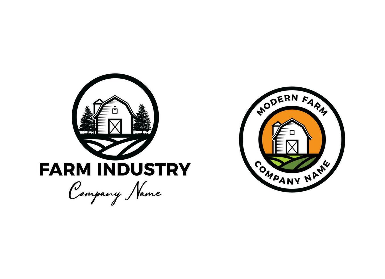 Vintage farm logo design - barn wood building house farm cow cattle vector