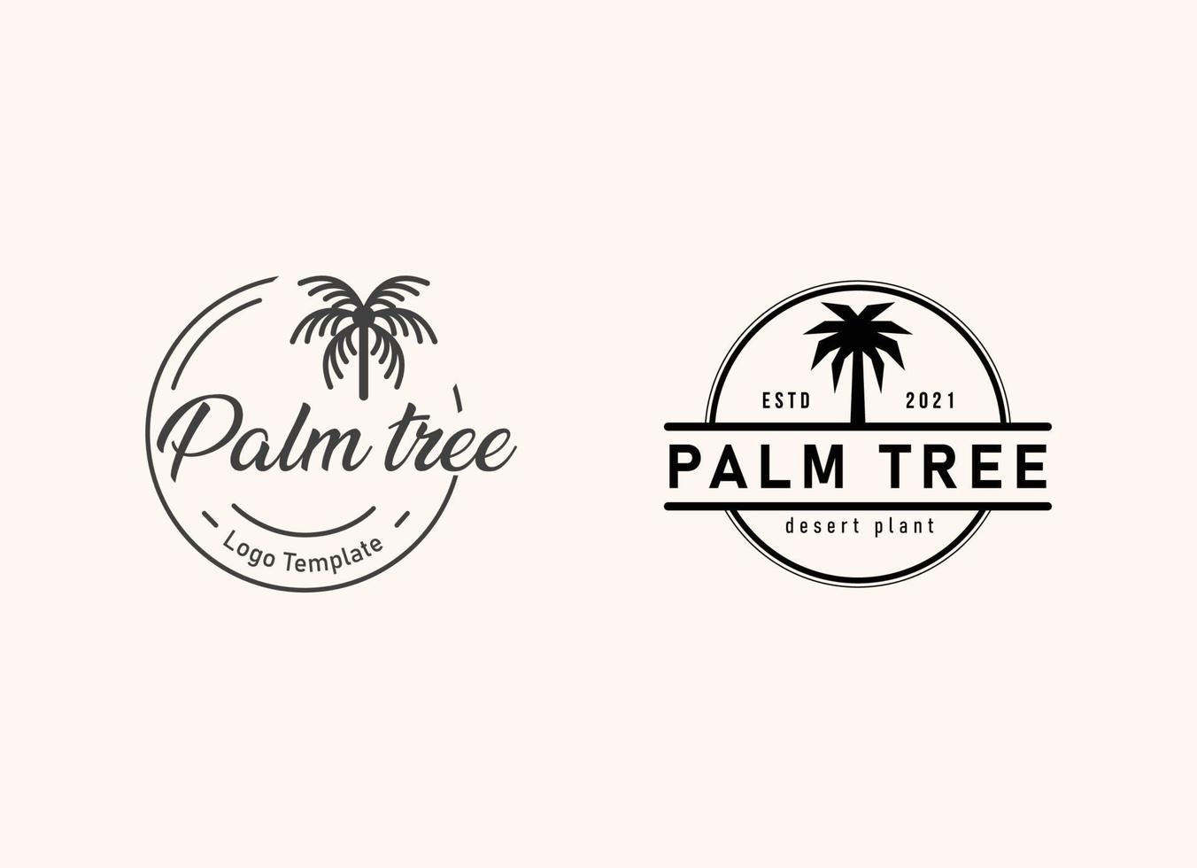 palm tree hipster vintage logo vector icon illustration