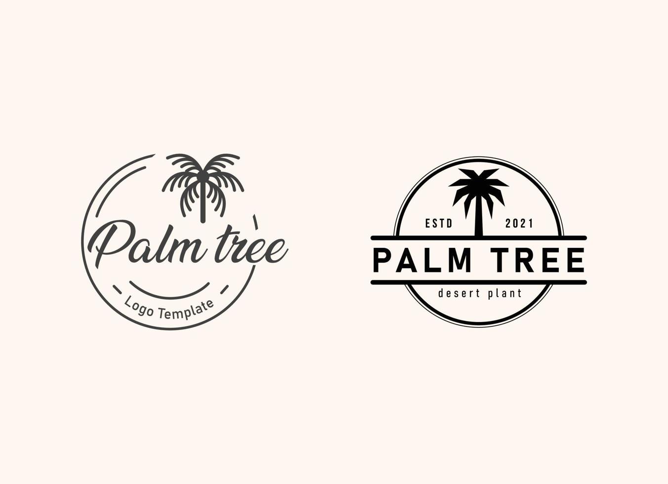 palmera hipster vintage logo vector icono ilustración