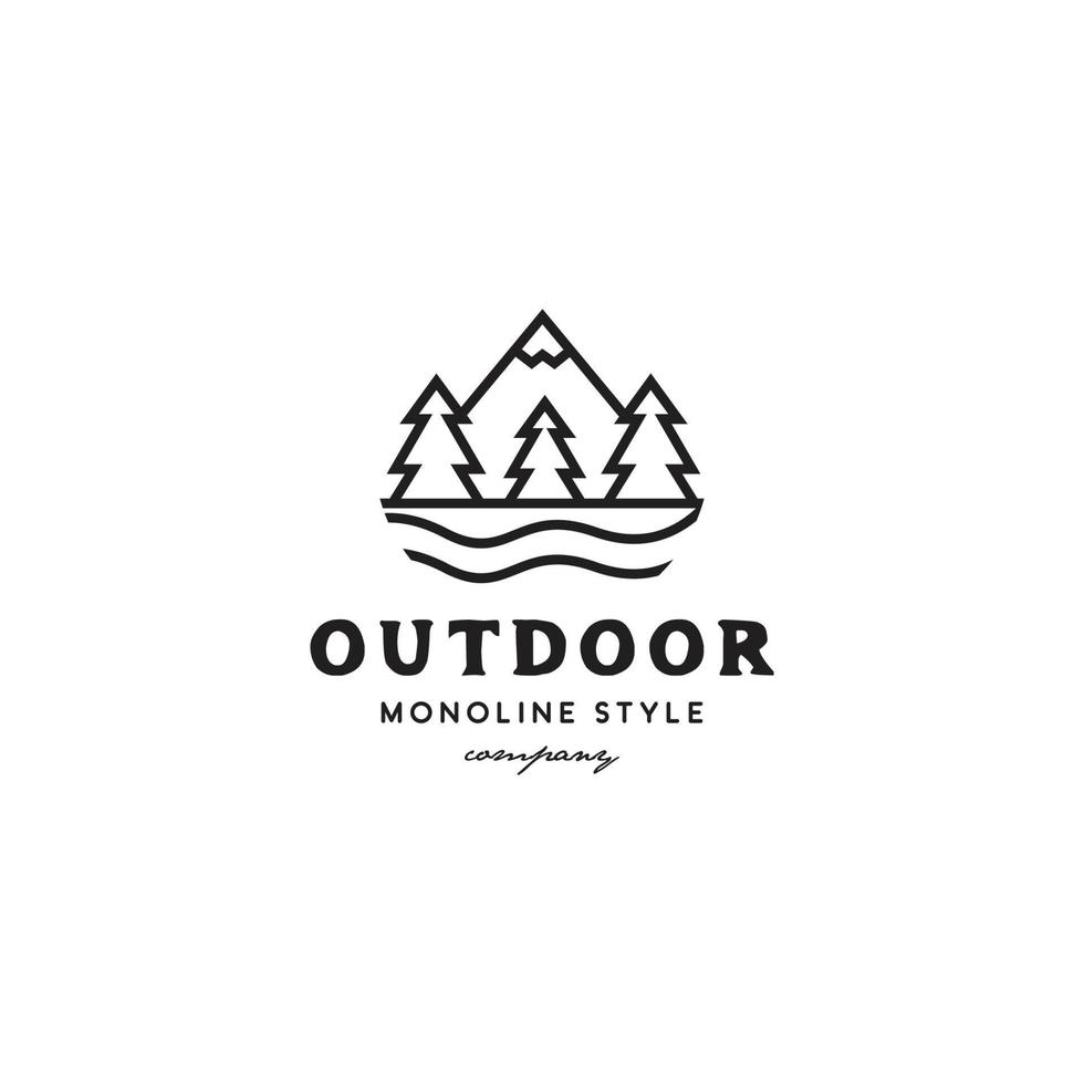mountain outdoor line logo vector