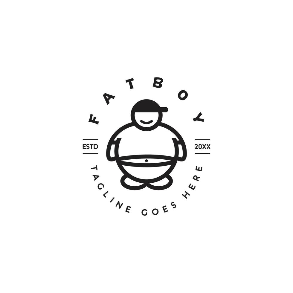 geometric fat boy line logo vector