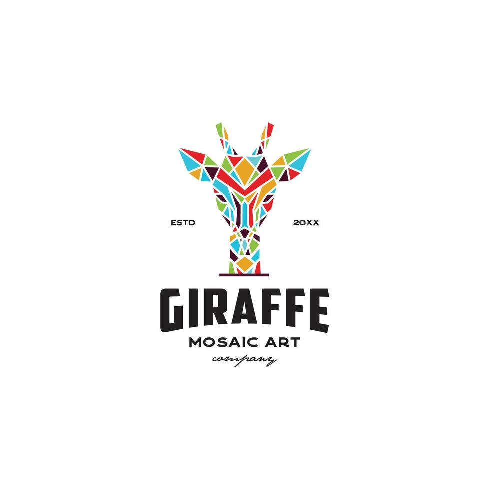 giraffe mosaic logo vector