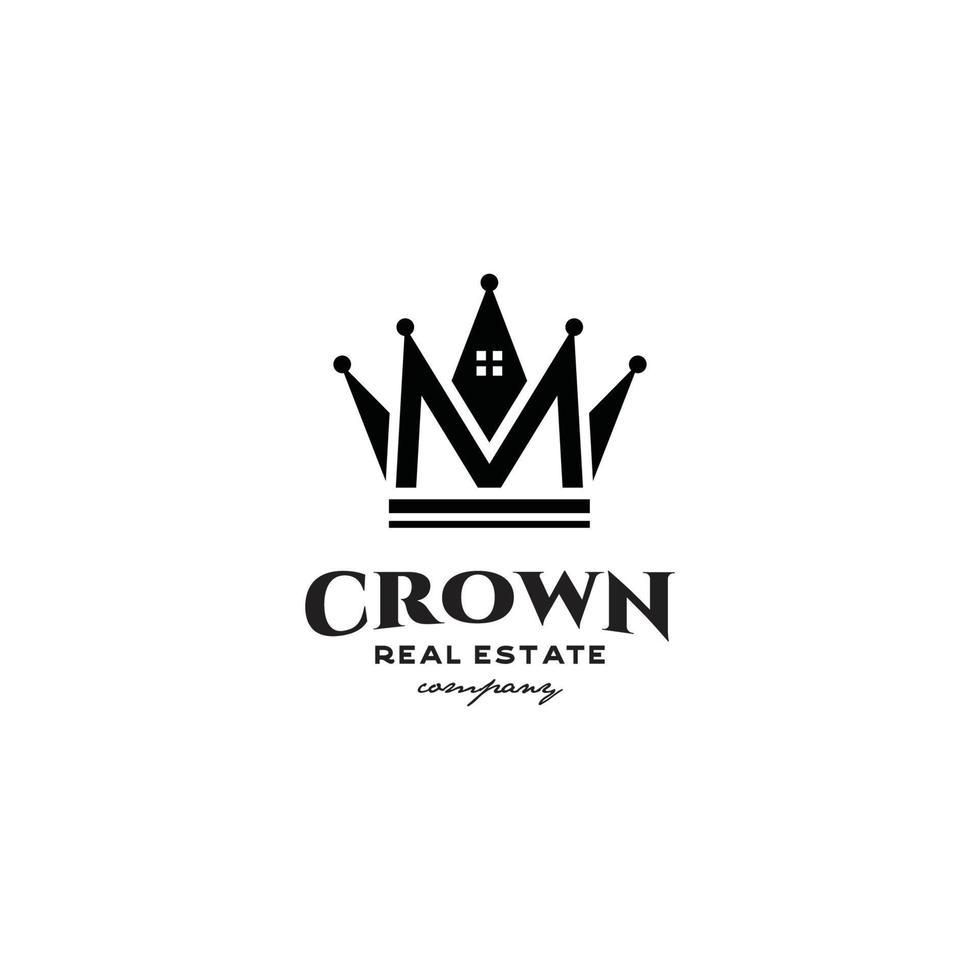 logotipo de bienes raíces de la corona vector