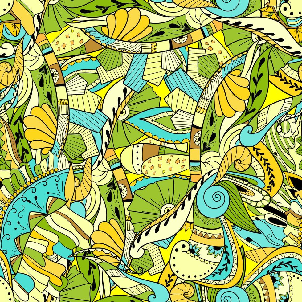 Seamless pattern with abstract flowers and leaves vector