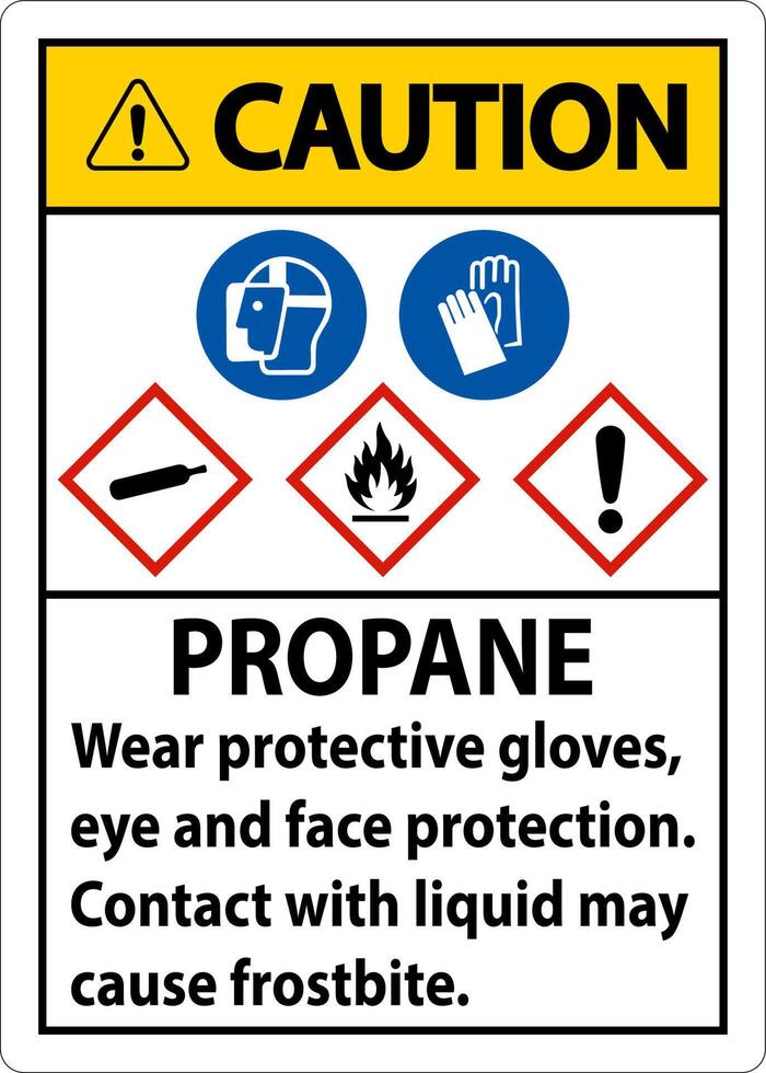 Caution Propane Flammable Gas PPE GHS Sign vector