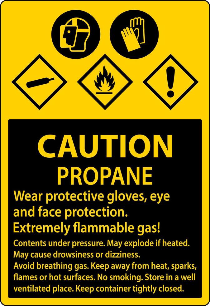 precaución propano gas inflamable ppe ghs signo vector