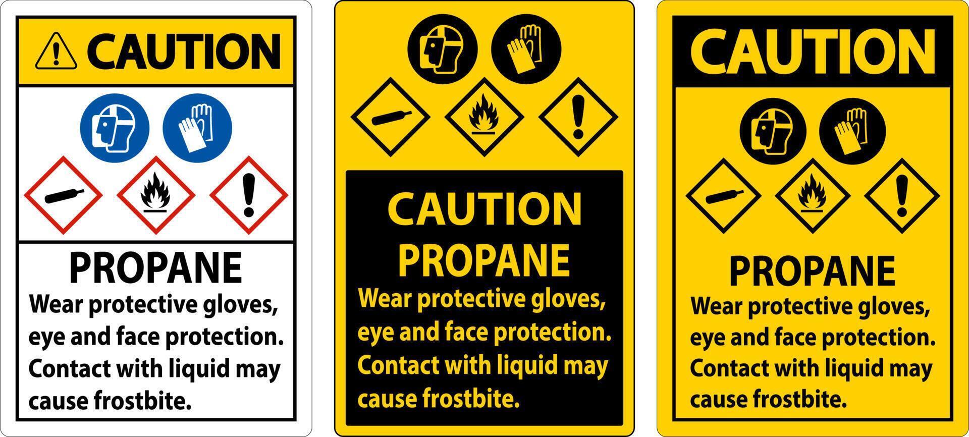 Caution Propane Flammable Gas PPE GHS Sign vector