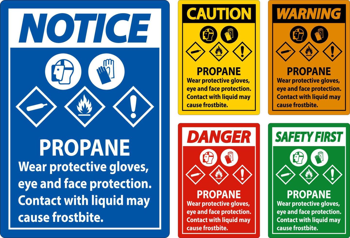 Danger Propane Flammable Gas PPE GHS Sign vector