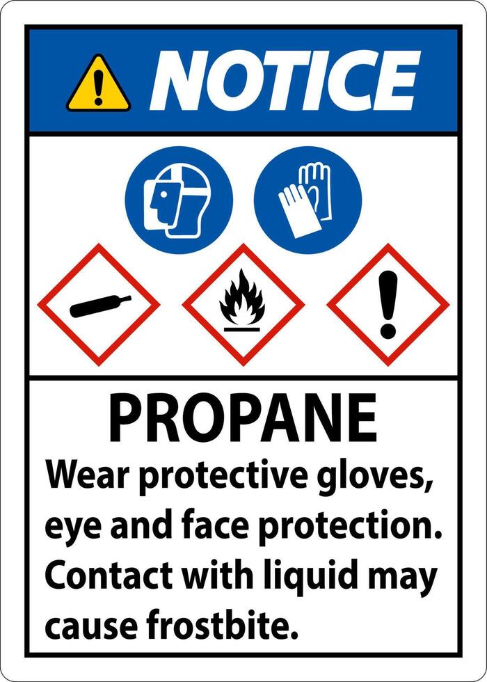 Notice Propane Flammable Gas PPE GHS Sign vector