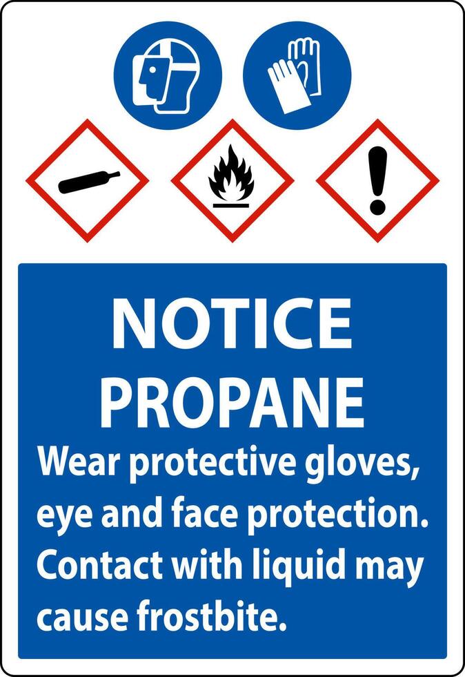 Notice Propane Flammable Gas PPE GHS Sign vector