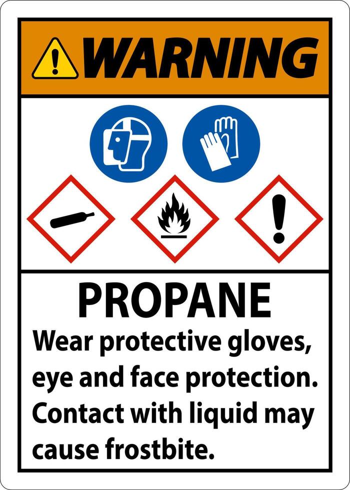 Warning Propane Flammable Gas PPE GHS Sign vector