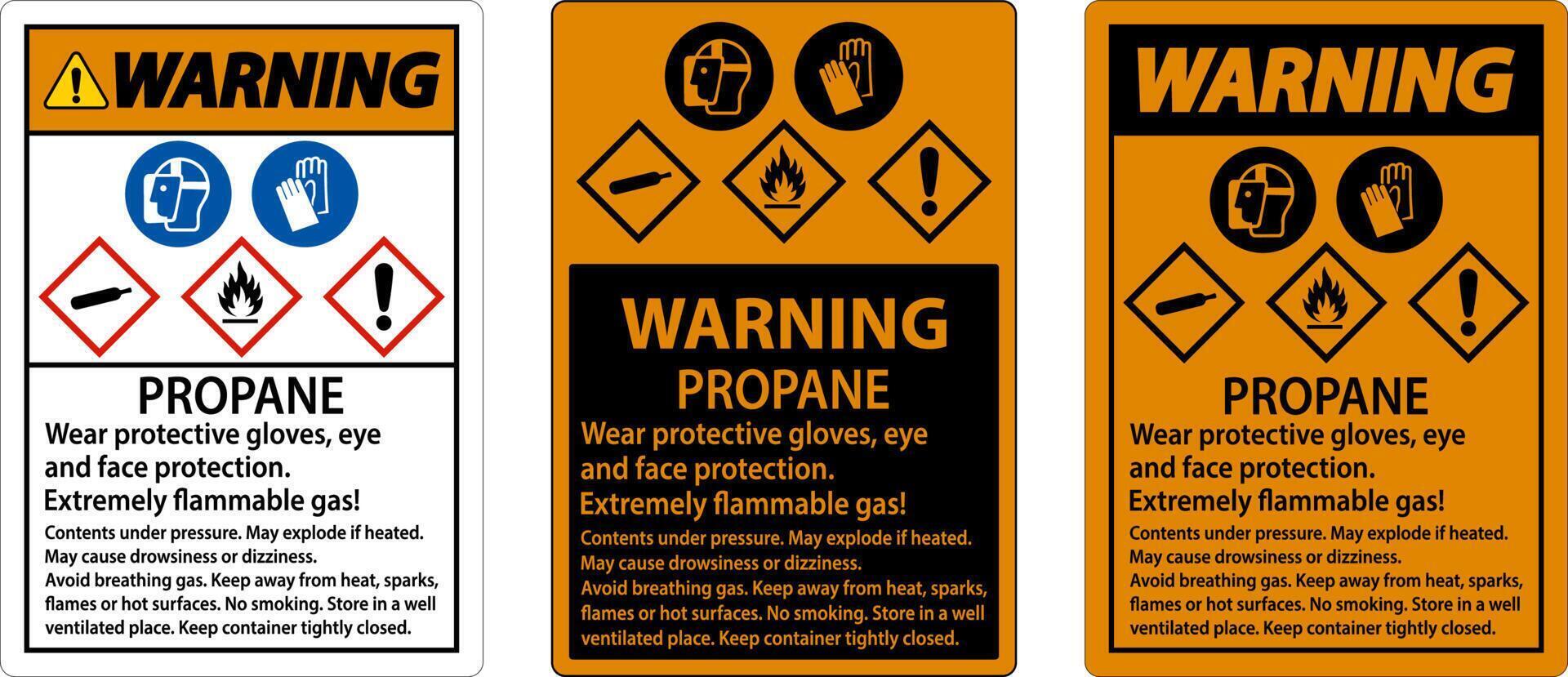 Warning Propane Flammable Gas PPE GHS Sign 12898662 Vector Art at Vecteezy