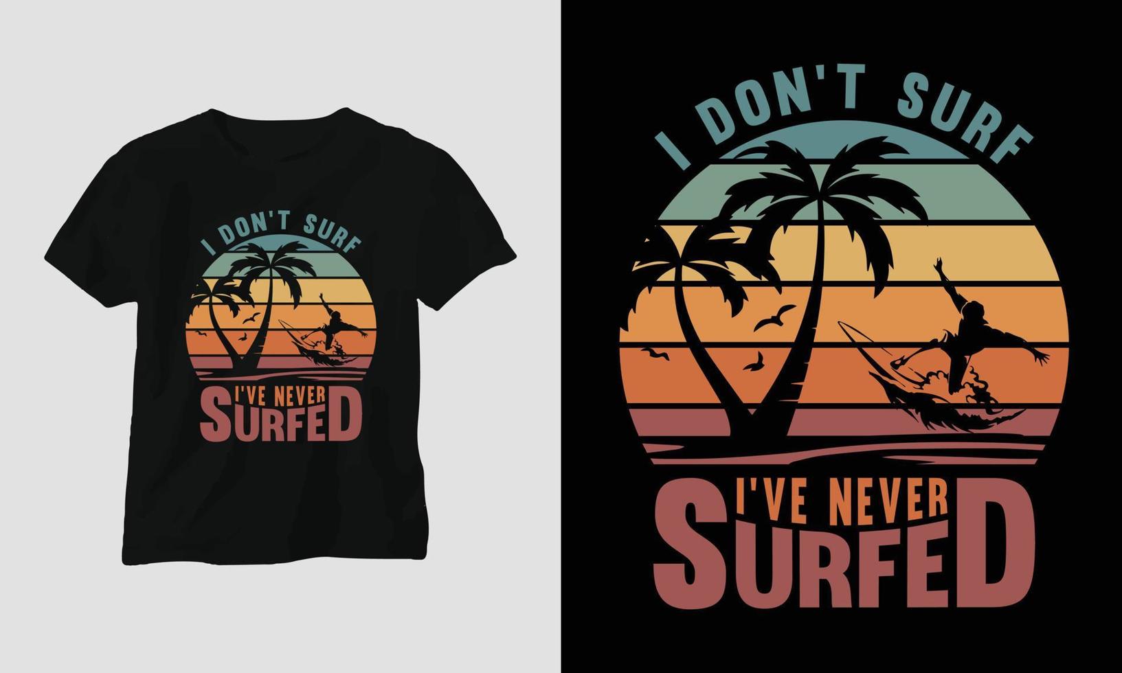 diseño de camisetas de surf, color retro vector