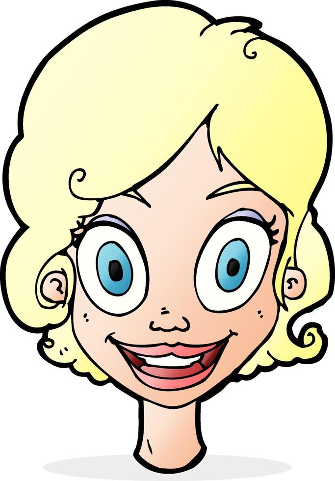 doodle character cartoon happy woman vector