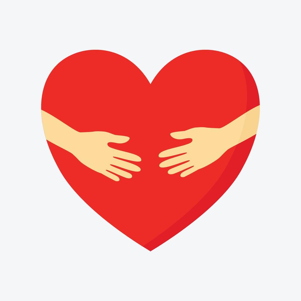 heart with hand isolated on white background. vector