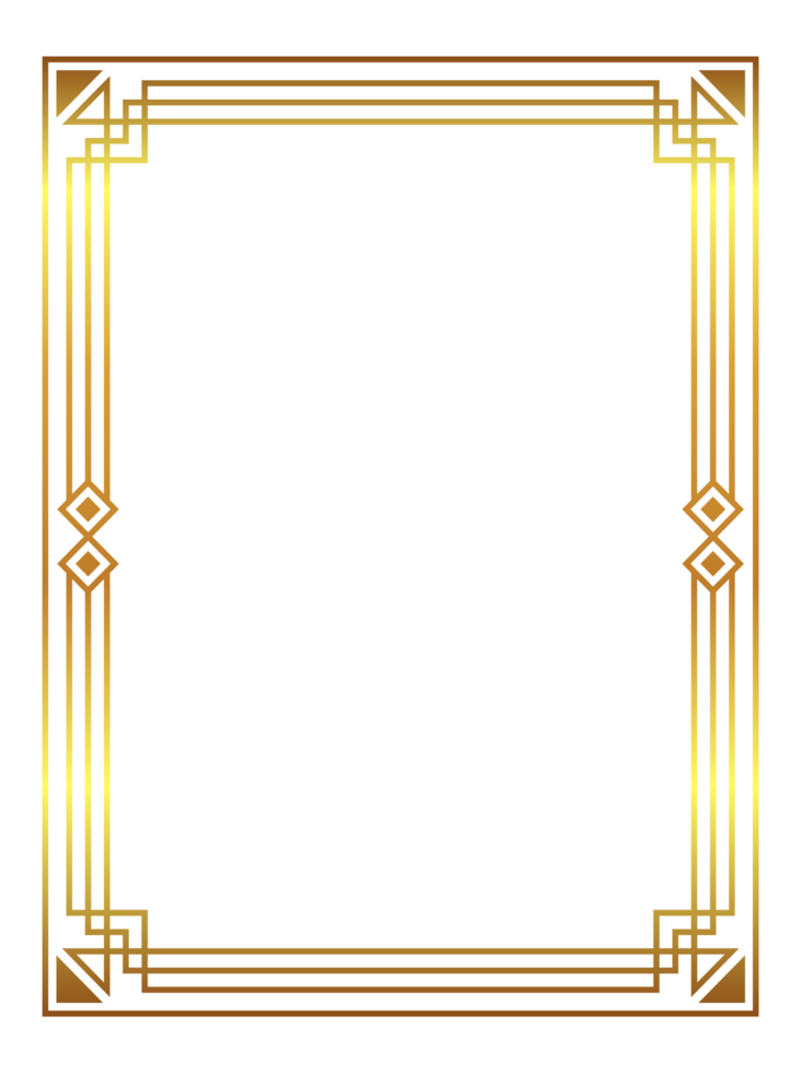 Golden vintage rectangular frame png