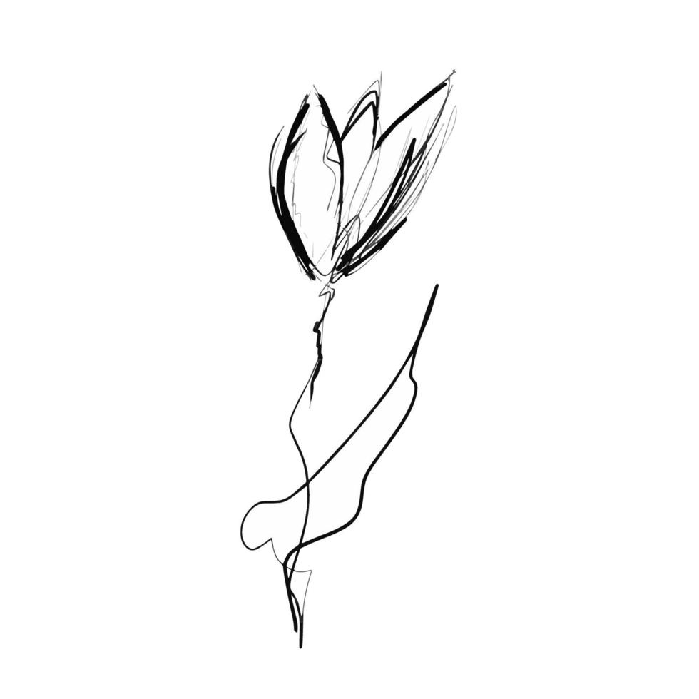 dibujo a tinta de una flor. aislado sobre fondo blanco. vector