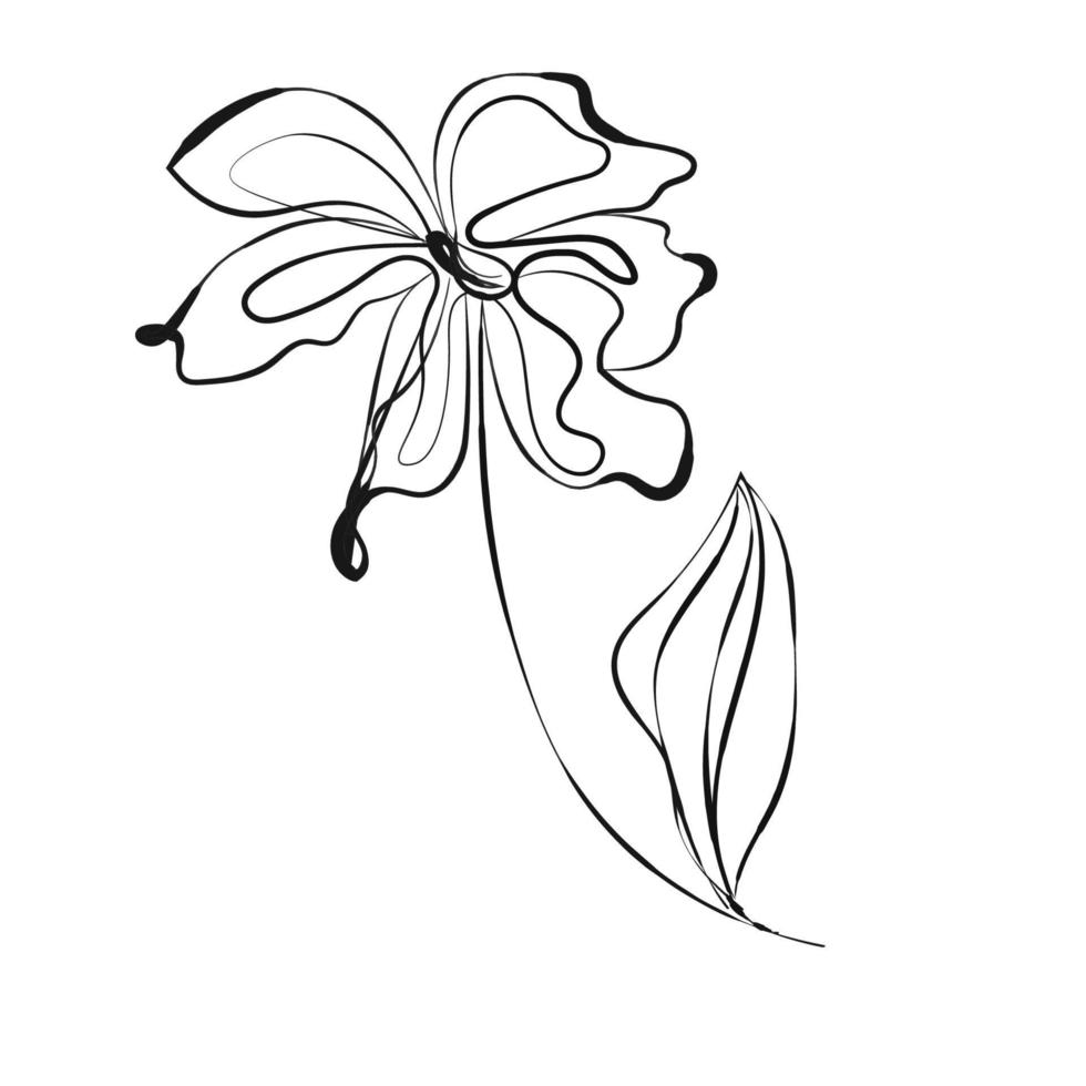 dibujo a tinta de una flor. aislado sobre fondo blanco. vector