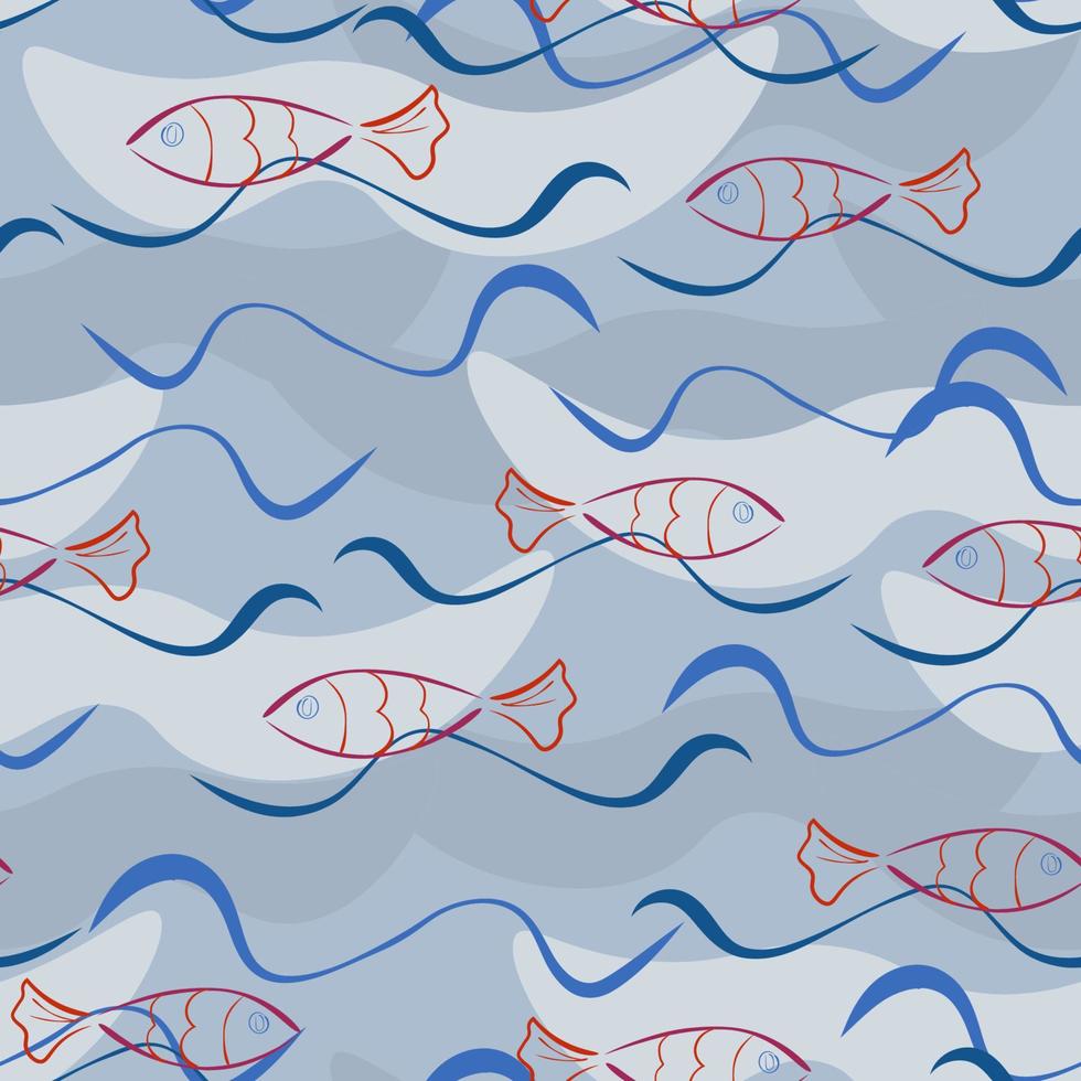 Fishes. Seamless marine background. This pattern can be used to print ads, on textiles, as a children's background. vector