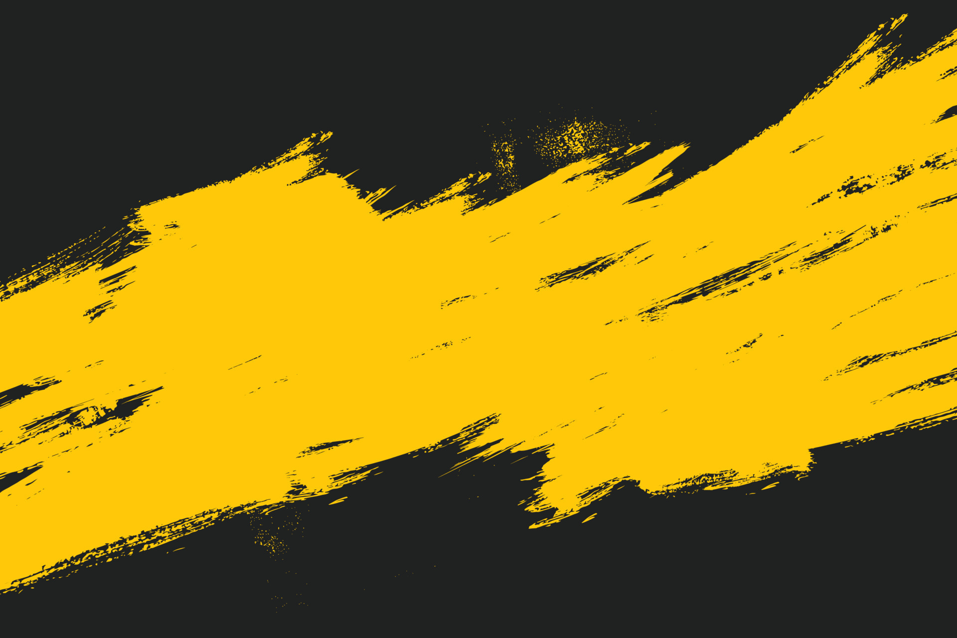 Yellow grunge brush streaks painting on black background 12898995