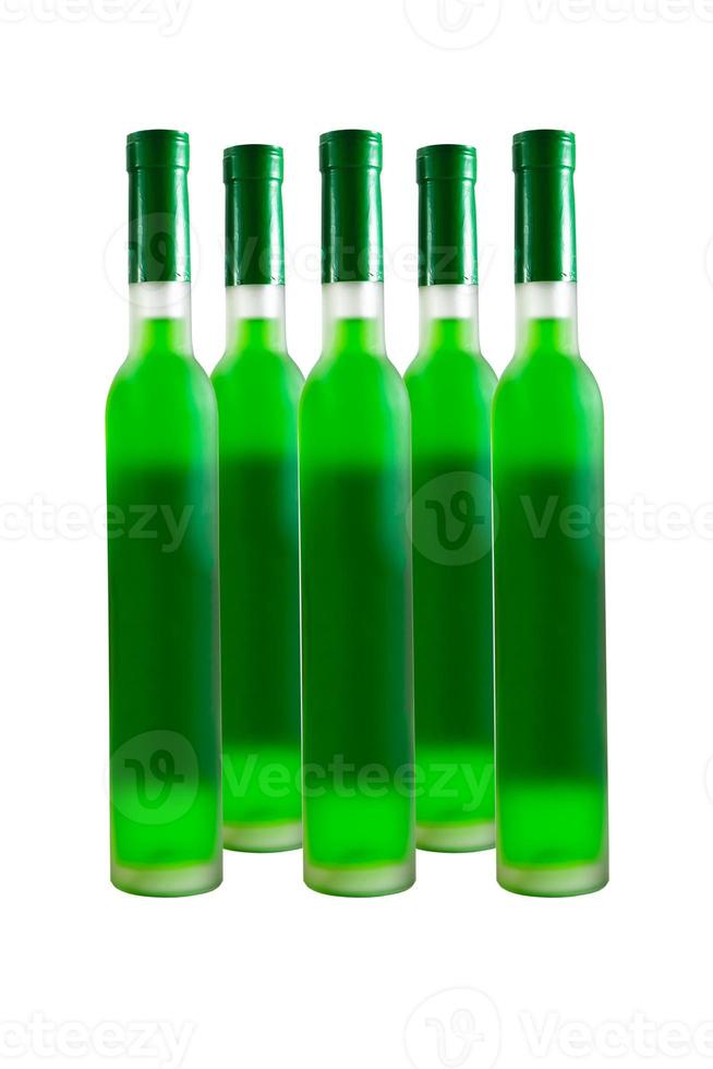 botella de vino verde foto