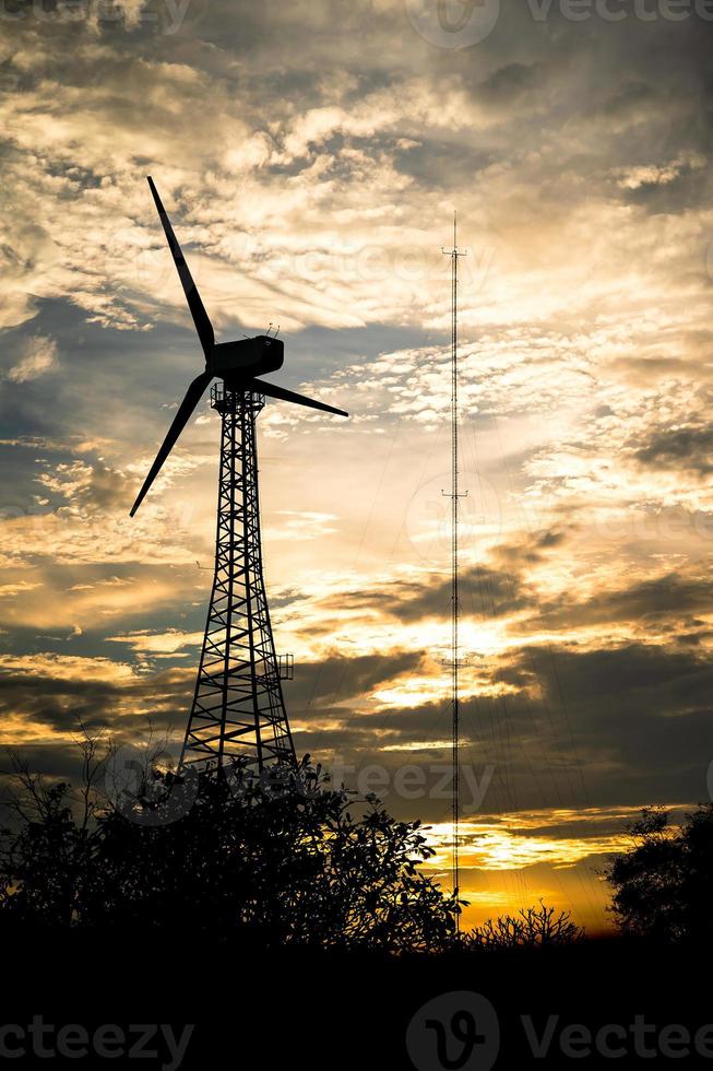 Wind turbines silhouette photo