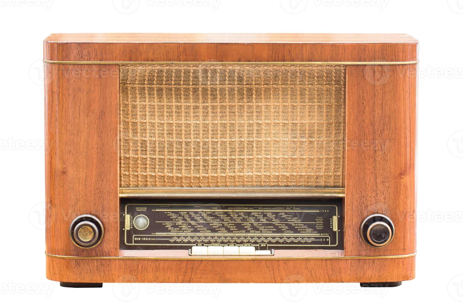 Vintage radio on the white photo